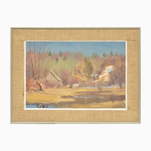 Vitalijs Kalvans, Ländliche Landschaft, Öl auf Leinwand