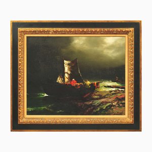 Vor dem Sturm, Öl auf Leinwand, 20. Jh., gerahmt