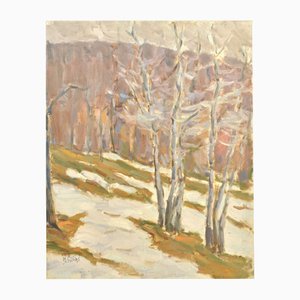 Janis Silins, Winter in the Mountains, Oil on Canvas