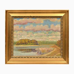 Silver Lake, Oil on Board, 20th Century