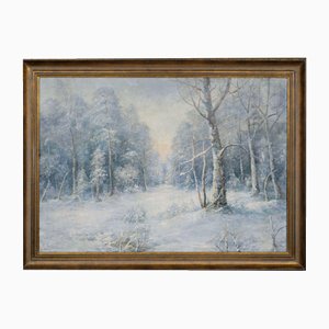Paisaje de invierno, óleo sobre lienzo, principios de 1900