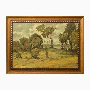 Paisaje, óleo sobre tabla, siglo XX