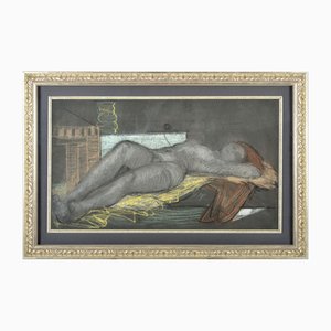 Female Nude, Drawing on Paper, Framed