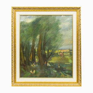Under the Trees, Oil on Board, 20th Century