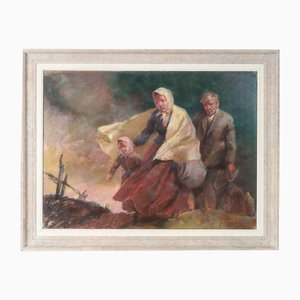 Refugees, 20th Century, Pastel on Cardboard