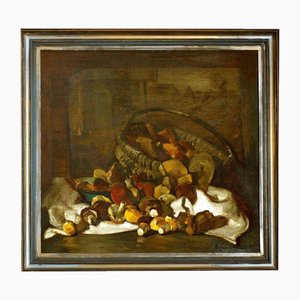 Mushrooms, Oil on Canvas, Late 20th Century