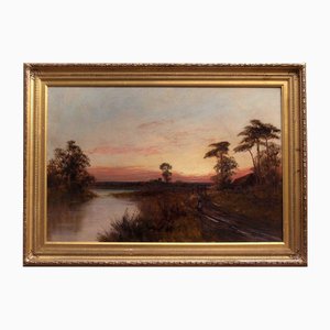 Sunset, Painting on Canvas, Framed