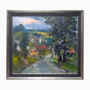 Town Landscape, Oil on Canvas, Late 20th Century