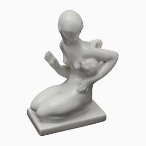 Porzellanfigur Mädchen mit Fisch von Dahl Jensen