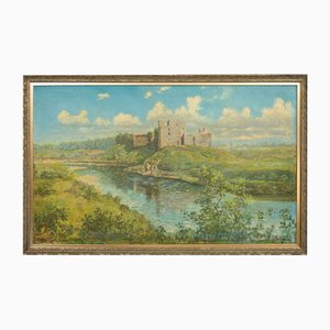 Landscape with Ruins, Oil on Canvas, 20th Century