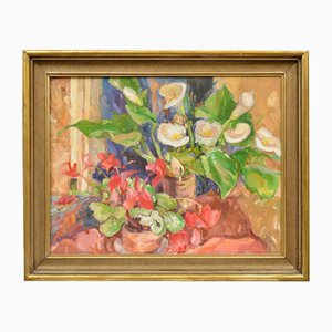 Still Life with Flowers, Oil on Canvas, 20th Century