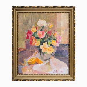 Still Life, Oil on Board, 20th Century