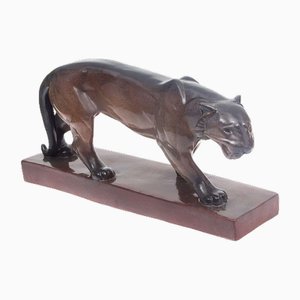Panther Figur aus Keramik im Art Deco Stil