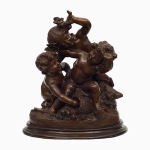 Statuetta in bronzo con angeli, metà XIX secolo