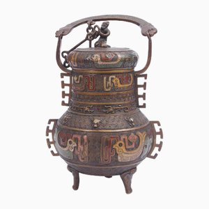 Bronze Can with Multi-Colored Enamel