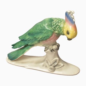 Papageienfigur aus Fayence