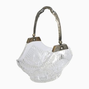 Crystal Serving Dish with Silver Finish