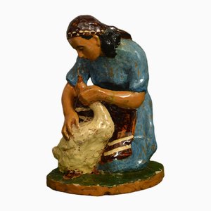 Ceramic Figure Girl with a Goose