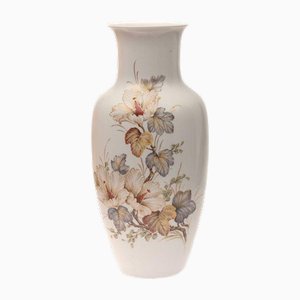 White Porcelain Vase with Hibiscus Motif