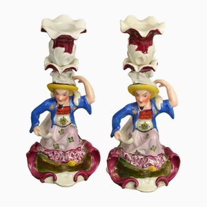 Porcelain Candleholders, Set of 2