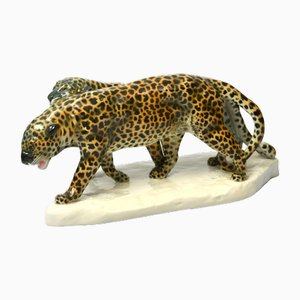 Figura de porcelana Schwarzbuger alemana, leopardo