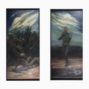 CB, Diptychon: Leader, Gemälde auf Leinwand, 2er Set