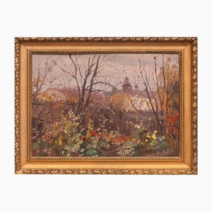 In Our Garden, 20th Century, Oil on Board, Framed