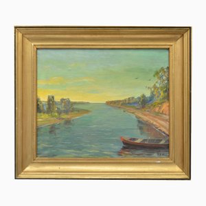 In the Circles of Daugava, Oil on Canvas, 20th Century