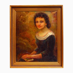 Ritratto di ragazza, metà XIX secolo, Dipinto su tela, con cornice
