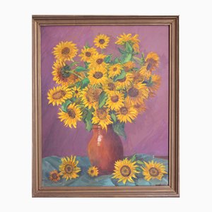 Sunflowers, Oil on Canvas, Late 20th Century