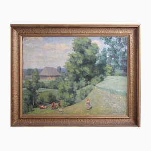 Shepherd Girl, Oil on Canvas, Framed