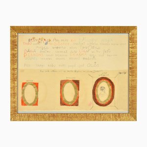 Gedankenfixierung, 20. Jahrhundert, Mixed Media Zeichnung, Gerahmt