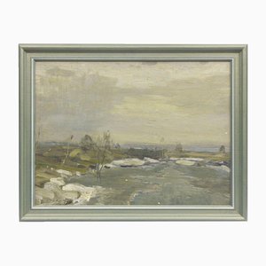 Landscape, Oil on Board, 20th Century