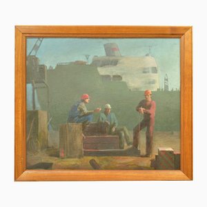 Andrejs Amelkovits, After Work, óleo sobre lienzo, años 80