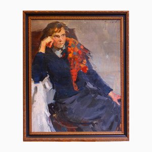 Portrait of a Woman, Oil on Board, 20th Century