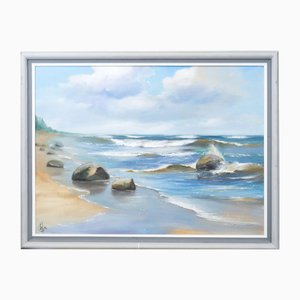 Sunny Beach, Oil on Canvas, Late 20th Century