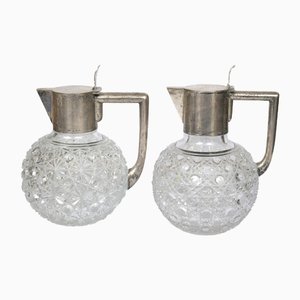 Crystal Decanters with Silver Finish, Set of 2