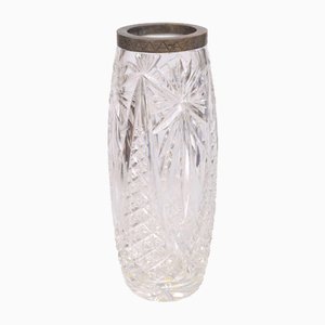 Jarrón de cristal con acabado plateado