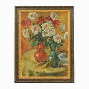 Still Life with Flowers, Oil on Canvas, 20th Century