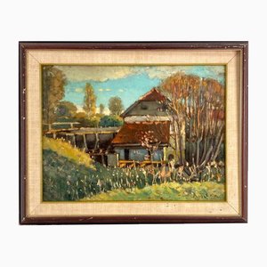Autumn Landscape, Oil on Board, 20th Century