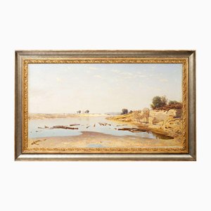 Paesaggio con fiume, Olio su tela, metà XIX secolo
