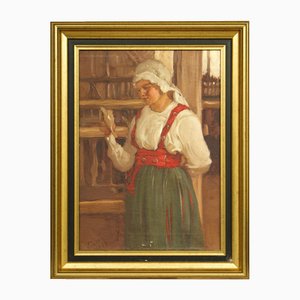 Vasili Levy, A Girl from Karelia, Oil on Canvas, 1918