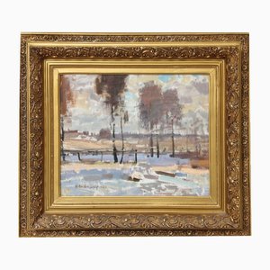 Paysage, Huile sur Panneau, 20ème Siècle