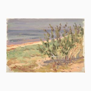 Oto Skulme, Sea and Pine Trees, 20th Century, Oil on Paper