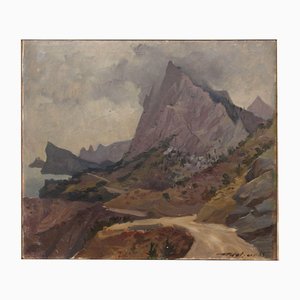 Cliffs, Oil on Canvas, 20th Century