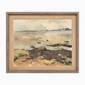 Seashore, Oil on Board, 20th Century