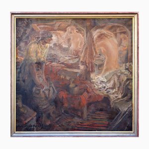 Augusts Annus, In the Sauna, Oil on Canvas, 20th Century