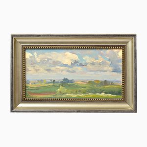 Paisaje, óleo sobre tabla, siglo XX