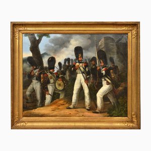 Grenadiers of the Royal Guard in 1824 During the Battle of Trocadero, Oil on Canvas, Framed