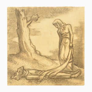 Niklavs Strunke, Peinture Réfugiés, 20e Siècle, Oeuvre sur Papier